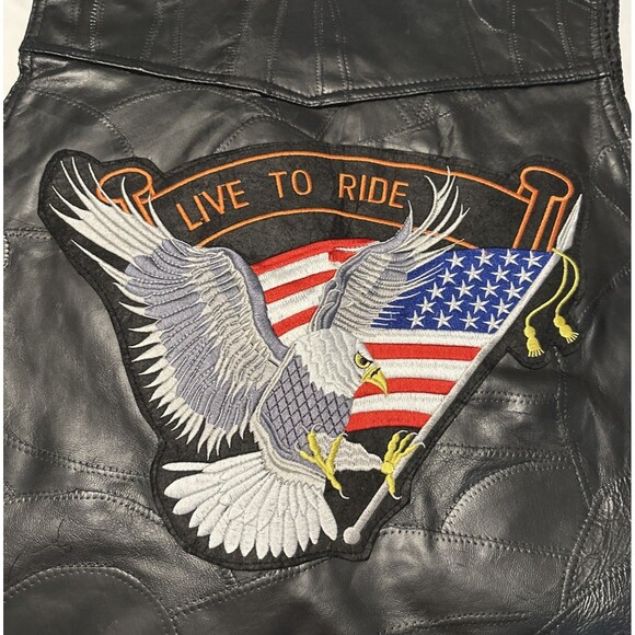 Diamond Plate Buffalo Leather Vest 2XL Live To Ride - Picture 9 of 16